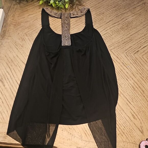 Elegant Black Beaded Sleeveless Top Size S - Picture 8 of 10
